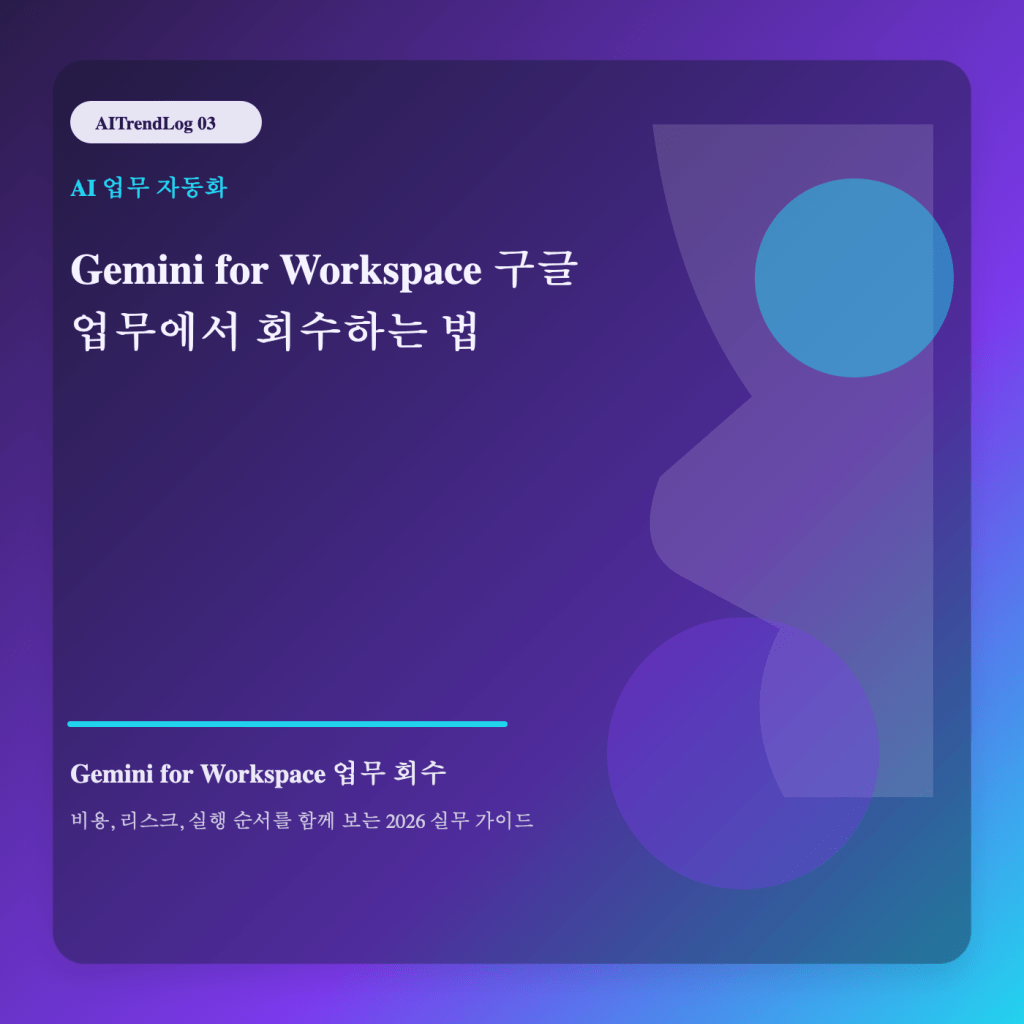 Gemini for Workspace 업무 회수 주제를 보여주는 고유 대표 썸네일 이미지